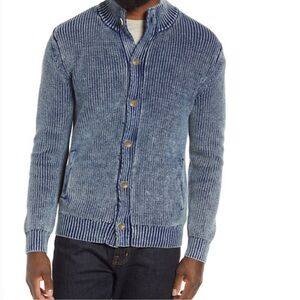 Peter Millar Seaside Indigo Button Up Cotton Cardigan Size L